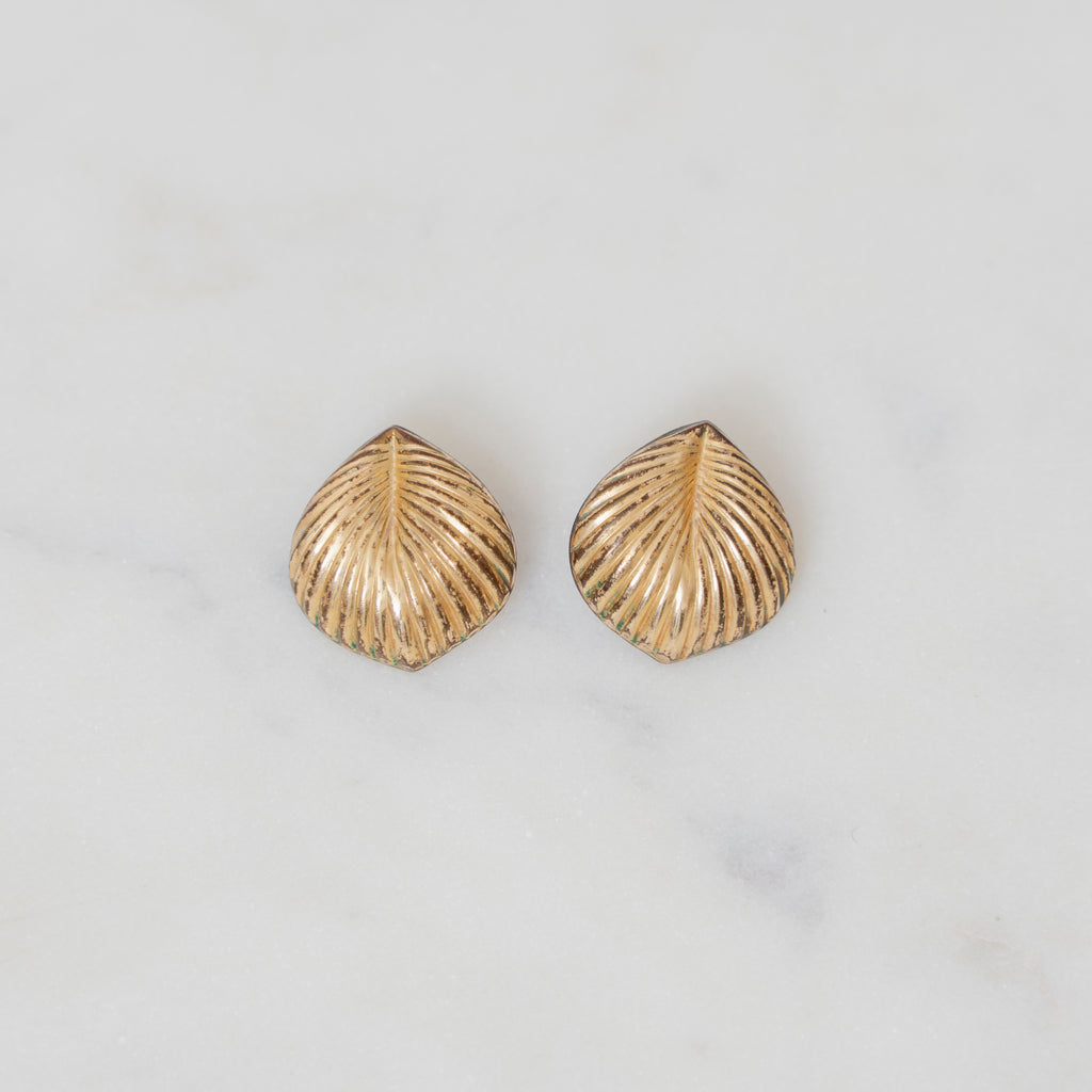 Vintage Gold Fill Leaf Clip On Earrings