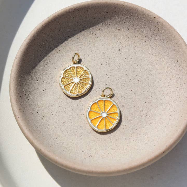 Orange Slice Fruit Charm for Jewelry