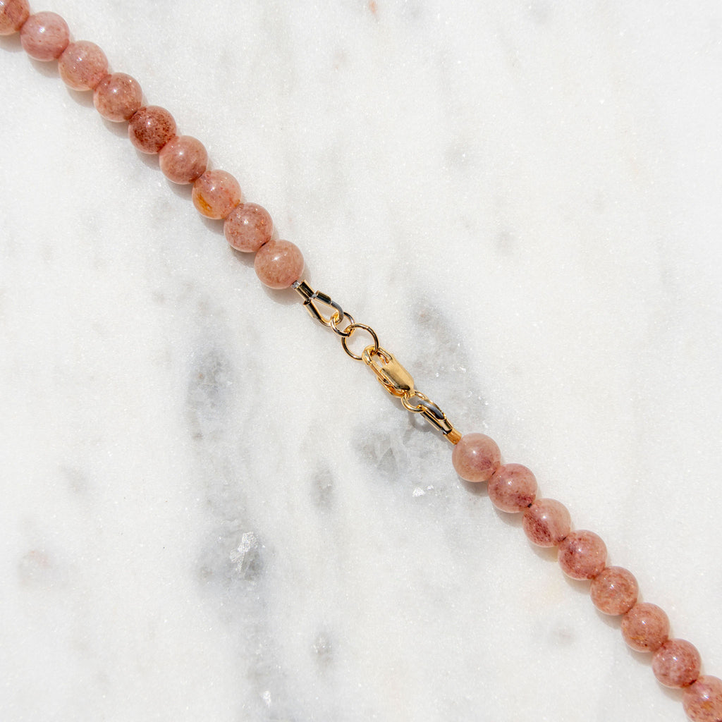 Pink Stone Necklace with Gold Clasp