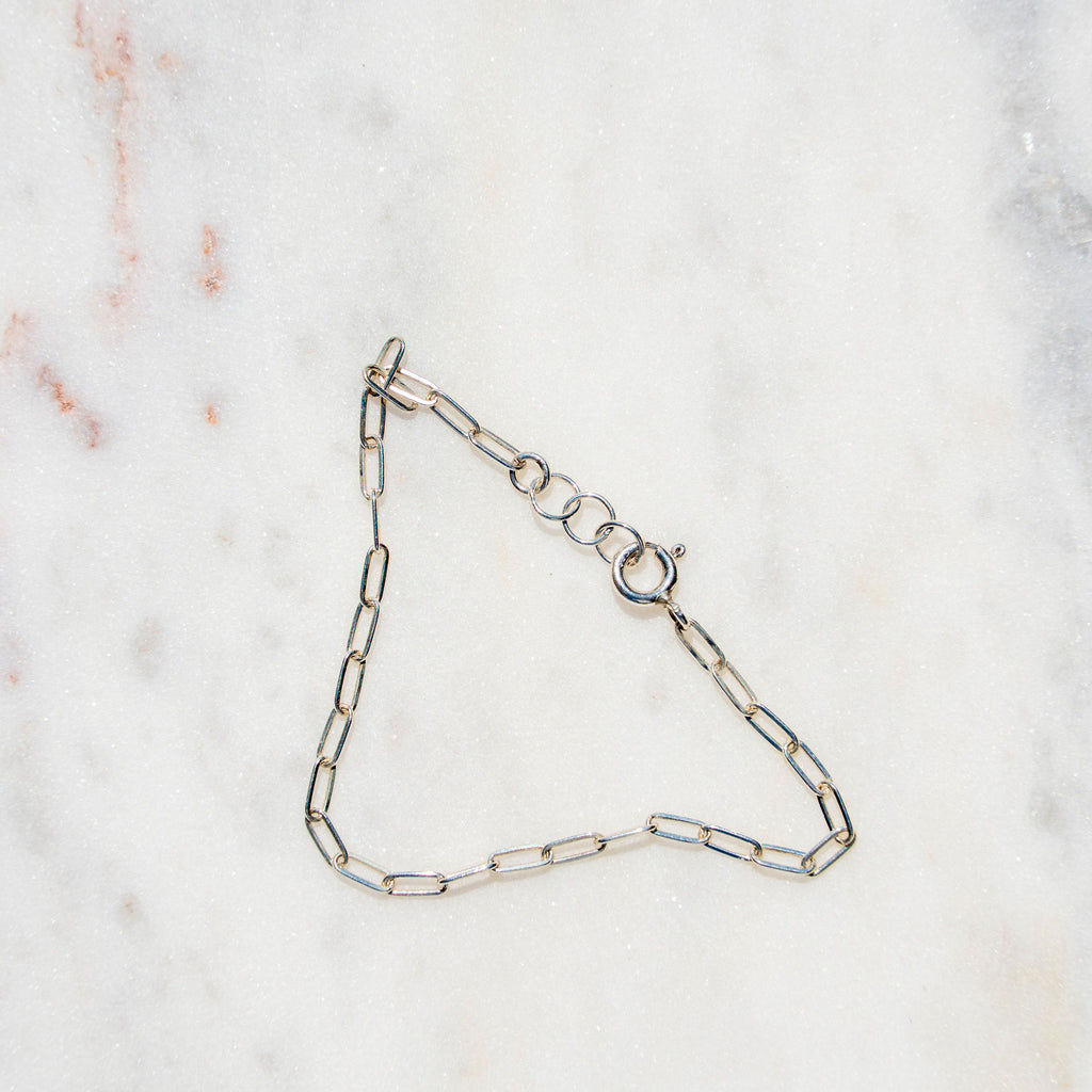 Paper Clip Silver Chain Bracelet