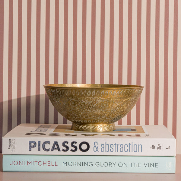 Vintage Solid Brass Etched Bowl