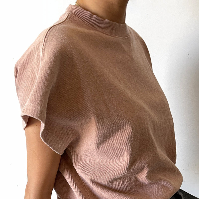 Cropped Boxy Fit Tee Shirt in Macchiato Pink
