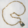 Figaro Chain Necklace with Padlock Pendant 