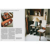 Interior design magazine spread with a room setup featuring furniture and decor.