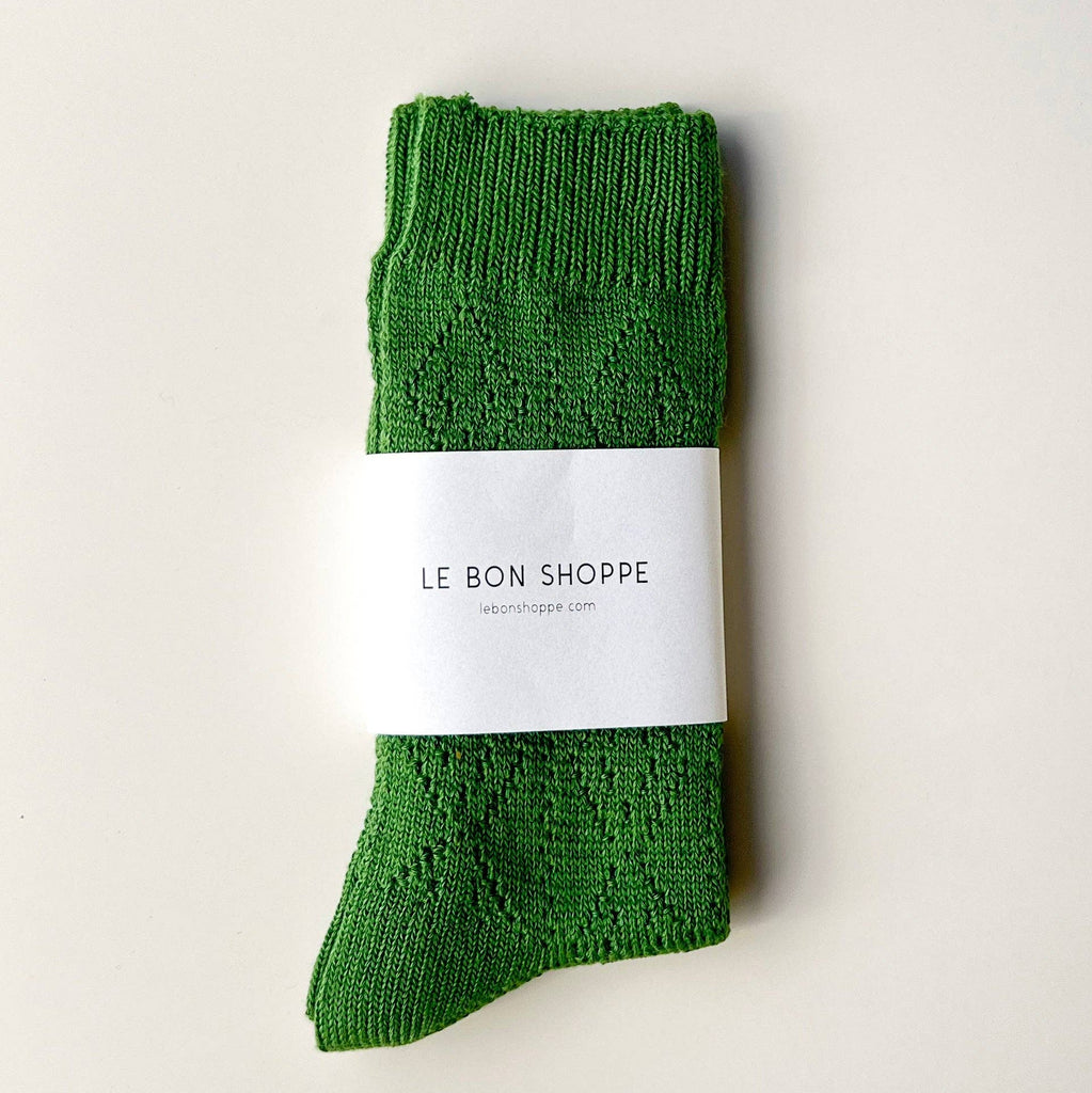 Le Bon Shoppe Modal Eyelet Socks in Palm Green