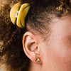 Close Up of Lemon Citrus Stud Earrings