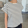 Manon Boxy Thick Tee Shirt with Navy Stripe