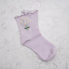 Light Purple Socks with Daisy Flowers Embroidered 