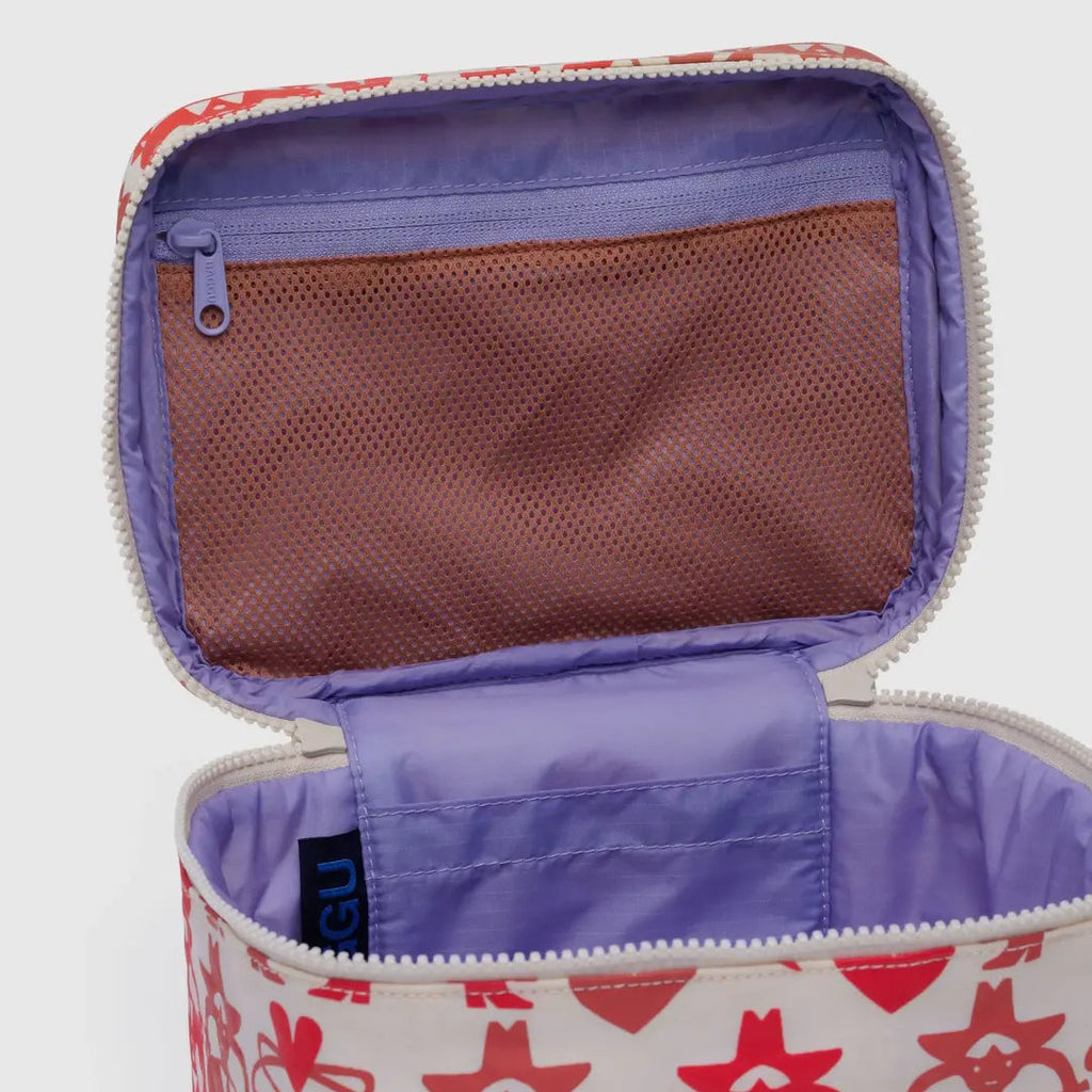 Large Cosmetic Case in Cowgirl Print Cream and Red by Baggu at Golden Rule Gallery