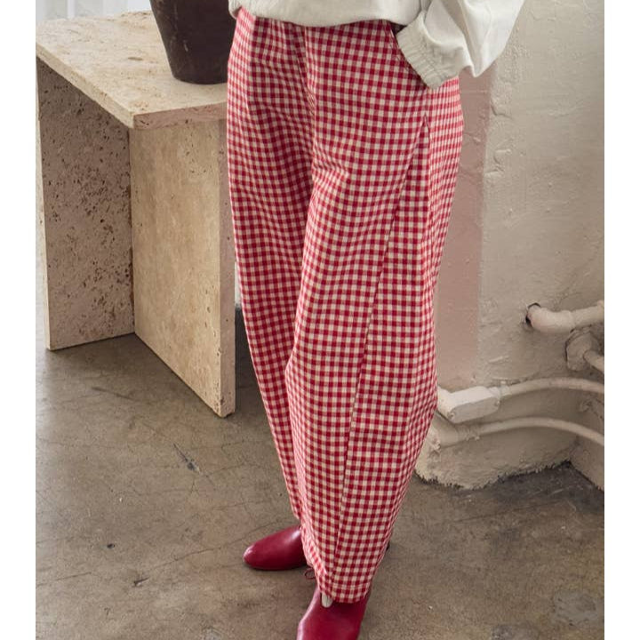 Red Gingham Pants Found at Golden Rule Gallery in Excelsior, Minnesota