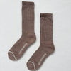 Pair of brown sporty socks with white trim. Le Bon Shoppe Ballet Socks in Mocha Mousse at Golden Rule Gallery