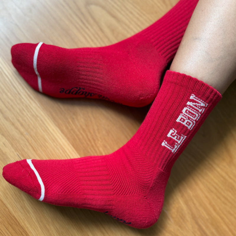 Le Bon Shoppe Branded Preppy Socks in Red at Golden Rule Gallery