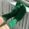 Green Socks with Pink Ruffles