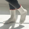 White Socks with Red Ruffle Hem