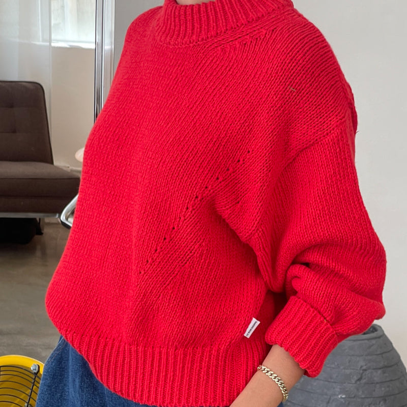 Red Cotton Zoe Sweater by Le Bon Shoppe