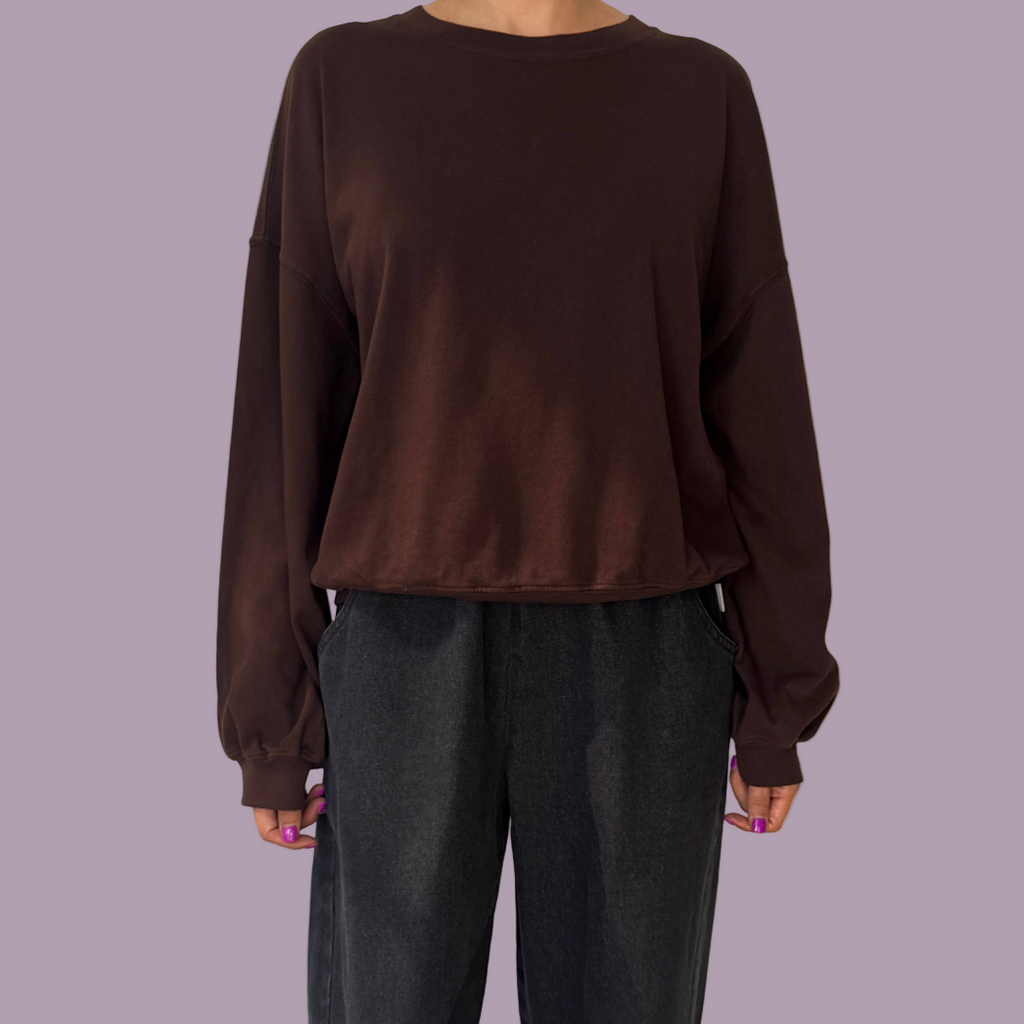 Le Bon Shoppe Cali Jersey Sweatshirt in Cacao Brown