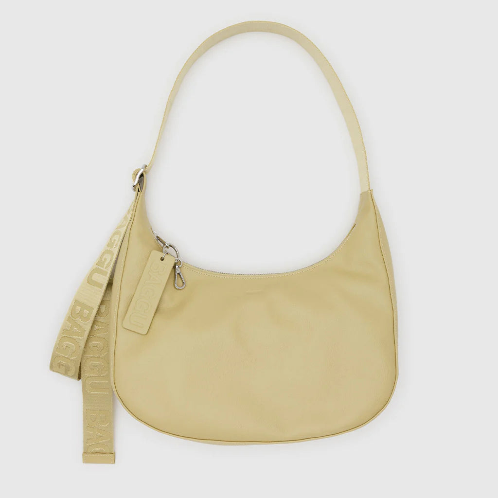 Leather Statement Purse in Straw Yellow by Baggu at Golden Rule Gallery