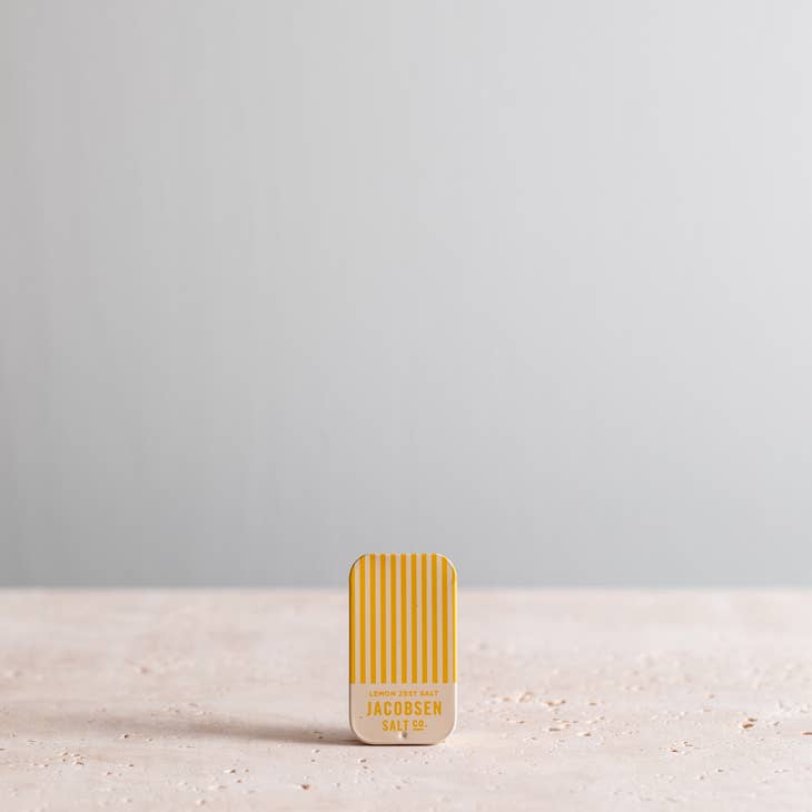 Lemon Zest Flavor Infused Salt Slide Tin by Jacobsen Salt Co Golden Rule Gallery