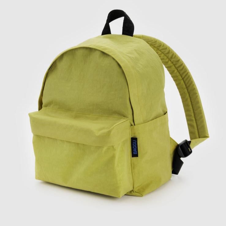 Lemongrass Baggu Medium Nylon Backpack With Exterior Pocket Zipclosure at Golden Rule Gallery