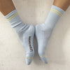 Light Blue Tube Socks with Yellow Stripes