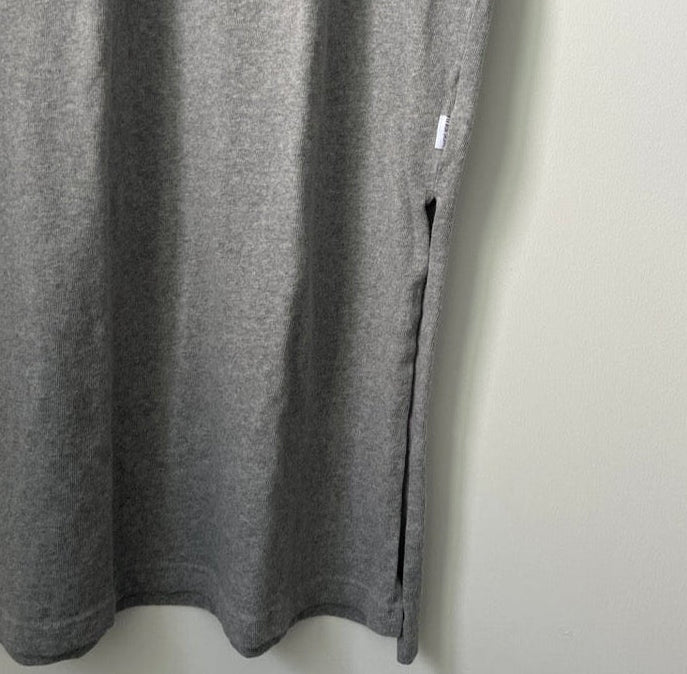 Cozy Grey Tee Shirt Dress with Side Slits 