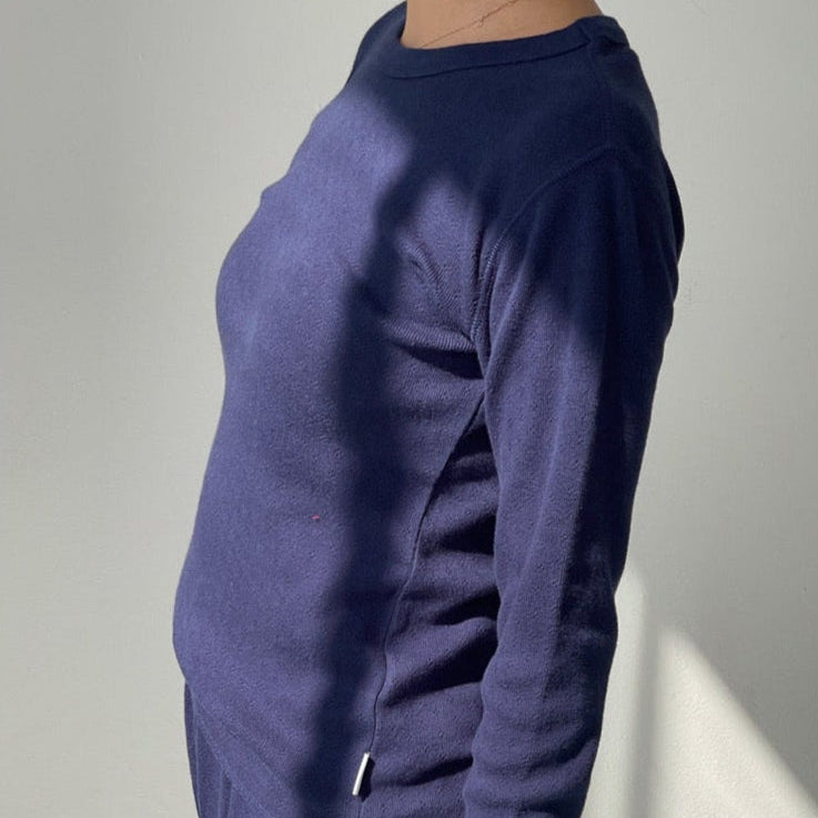 Navy Blue Long Sleeve With Pointelle Design