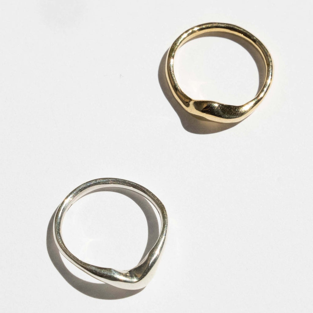 Low Tide Stacking Ring in Brass or Sterling Silver