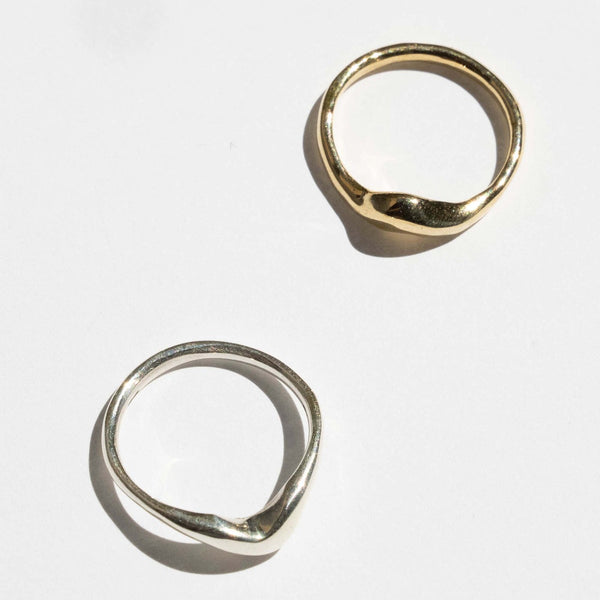 Low Tide Stacking Ring in Brass or Sterling Silver