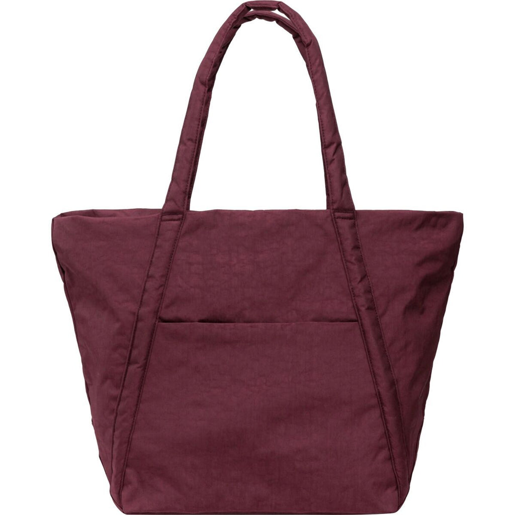 Maroon tote bag on a white background