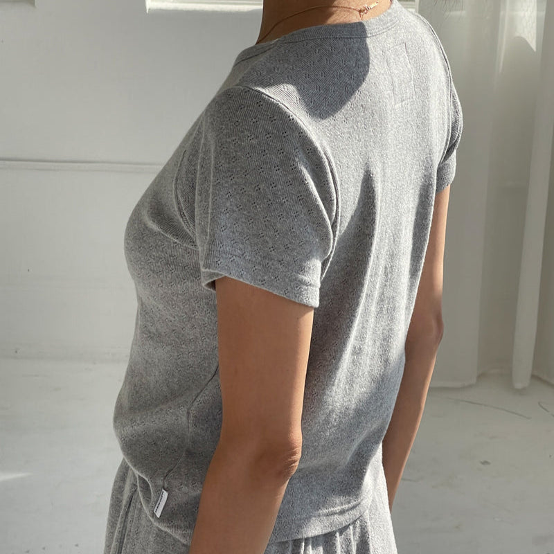 Melange Grey Pointelle Babe Tee