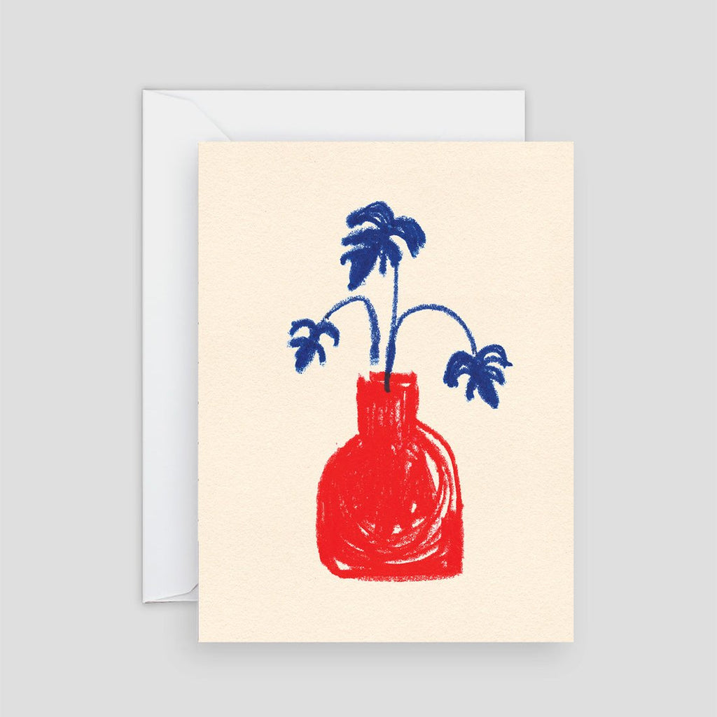 Red Vase Plant Greeting Card