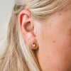Model Wearing Lemon Stud Earrings Made in MN
