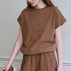 Model Styled in Fei Tee in Mud Brown