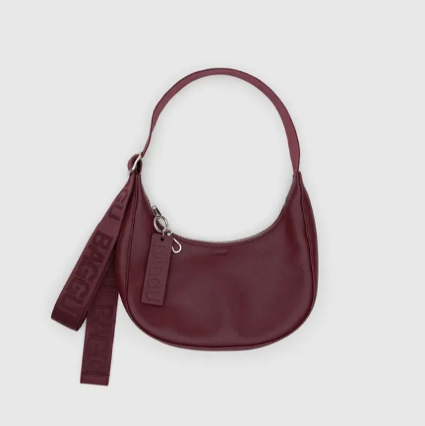Mahogany Red Leather Cross Body Bag by Baggu at Golden Rule Gallery