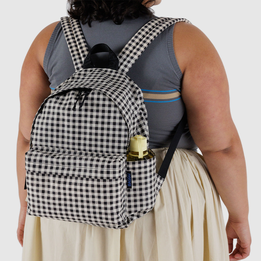 Medium Baggu Backpack in Black White Gingham at Golden Rule Gallery