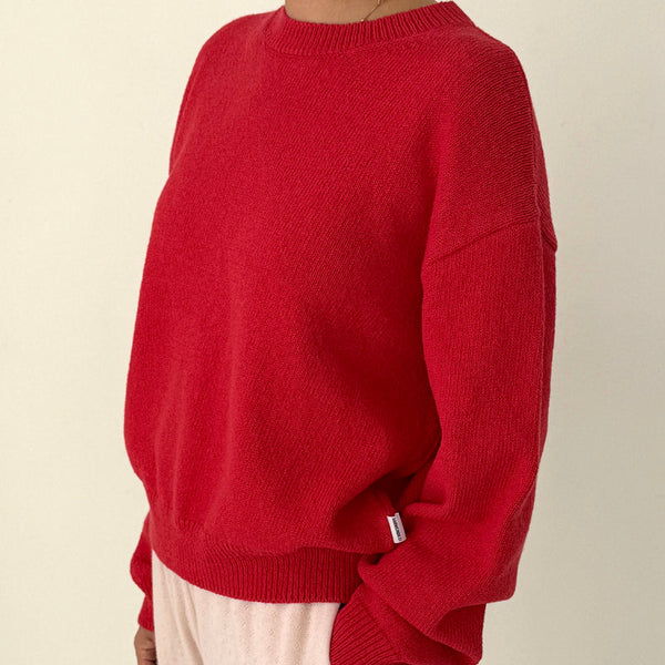 Milo Cotton Sweater in Red by Le Bon Shoppe