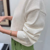 Drop Shoulder White Cotton Sweater by Le BonShoppe