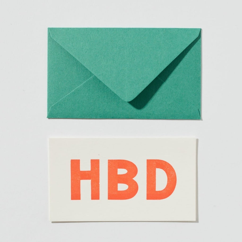 Mini Letterpress Typographical Message Cards HBD Happy BIrthday Card at Golden Rule Gallery