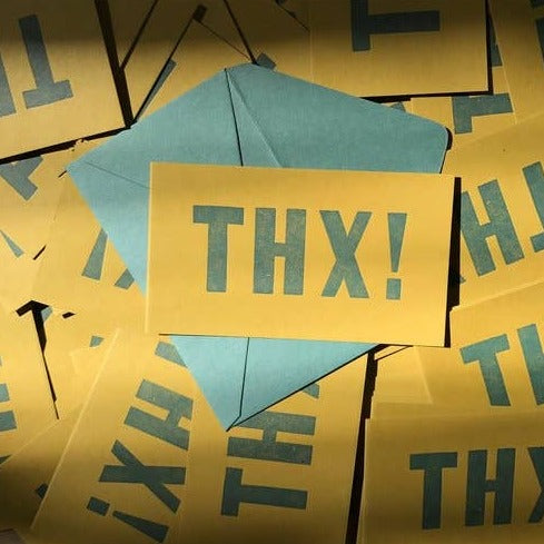 Mini Letterpress Typographical Message Cards THX! THANKS THANK YOU at Golden Rule Gallery