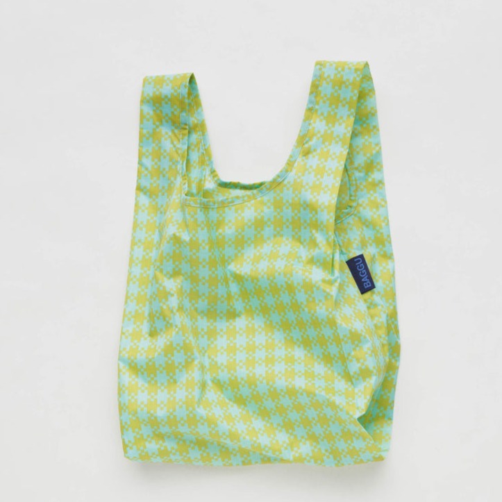 Mint Pixel Gingham Baby Baggu Reusable Bag at Golden Rule Gallery