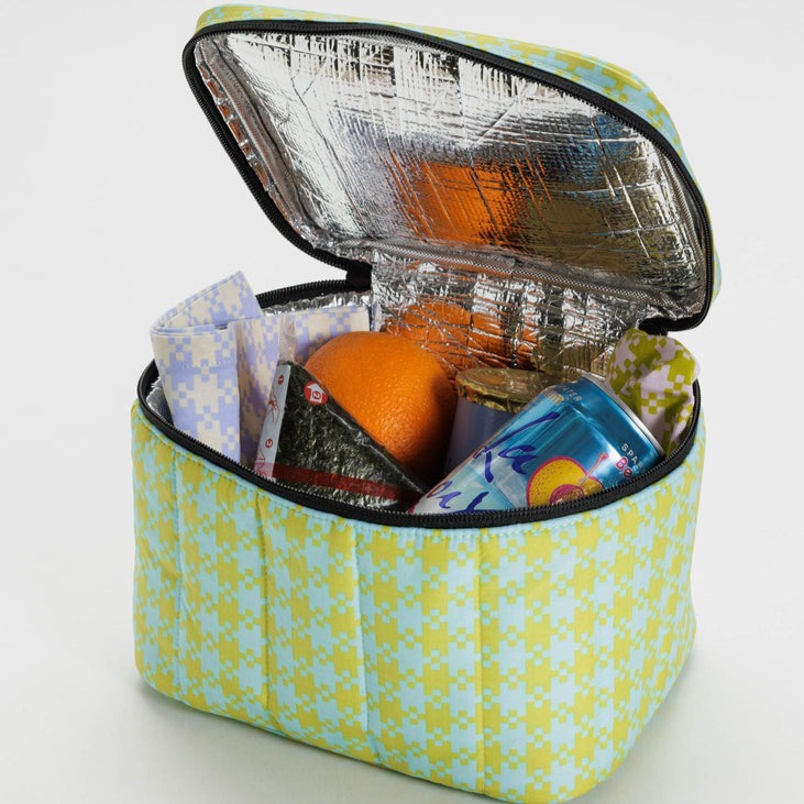 Mint Pixel Gingham Baggu Puffy Lunch Box at Golden Rule Gallery