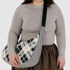 Mixed Plaid Large Crescent Bag by Baggu at Golden Rule Gallery
