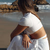 Model Wearing Organic Shaped Silver Ring Band
