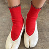 Red Ruffle Socks by Le Bon Shoppe and Noble