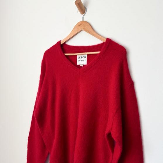 Red V Neck Sweater 