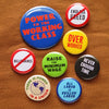 Money Employment Political Protest Social Alert Buttons by Word for Word at Golden Rule Gallery