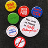 Money Political Protest Social Alert Buttons by Word for Word at Golden Rule Gallery