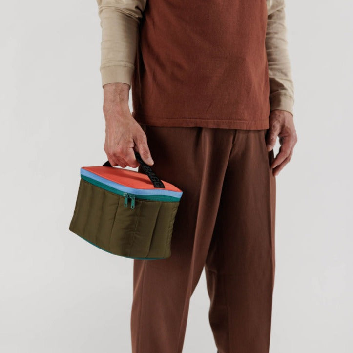 Multi-Colored Puffy Lunch Bag Tote by Baggu Earth Tones at Golden Rule Gallery