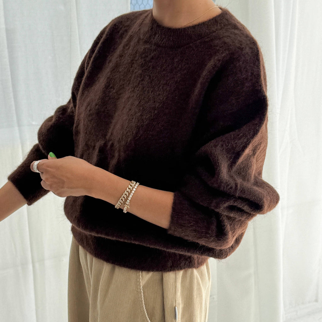 Dark Brown Sweater with Natural Fibers