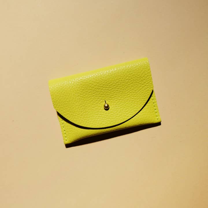 Neon Yellow Leather Card Holder